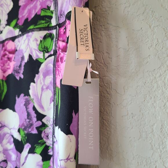 Victoria's Secret Floral Essential High Waist 7/8 Leggings 8 Black Purple NWT - Picture 2 of 6